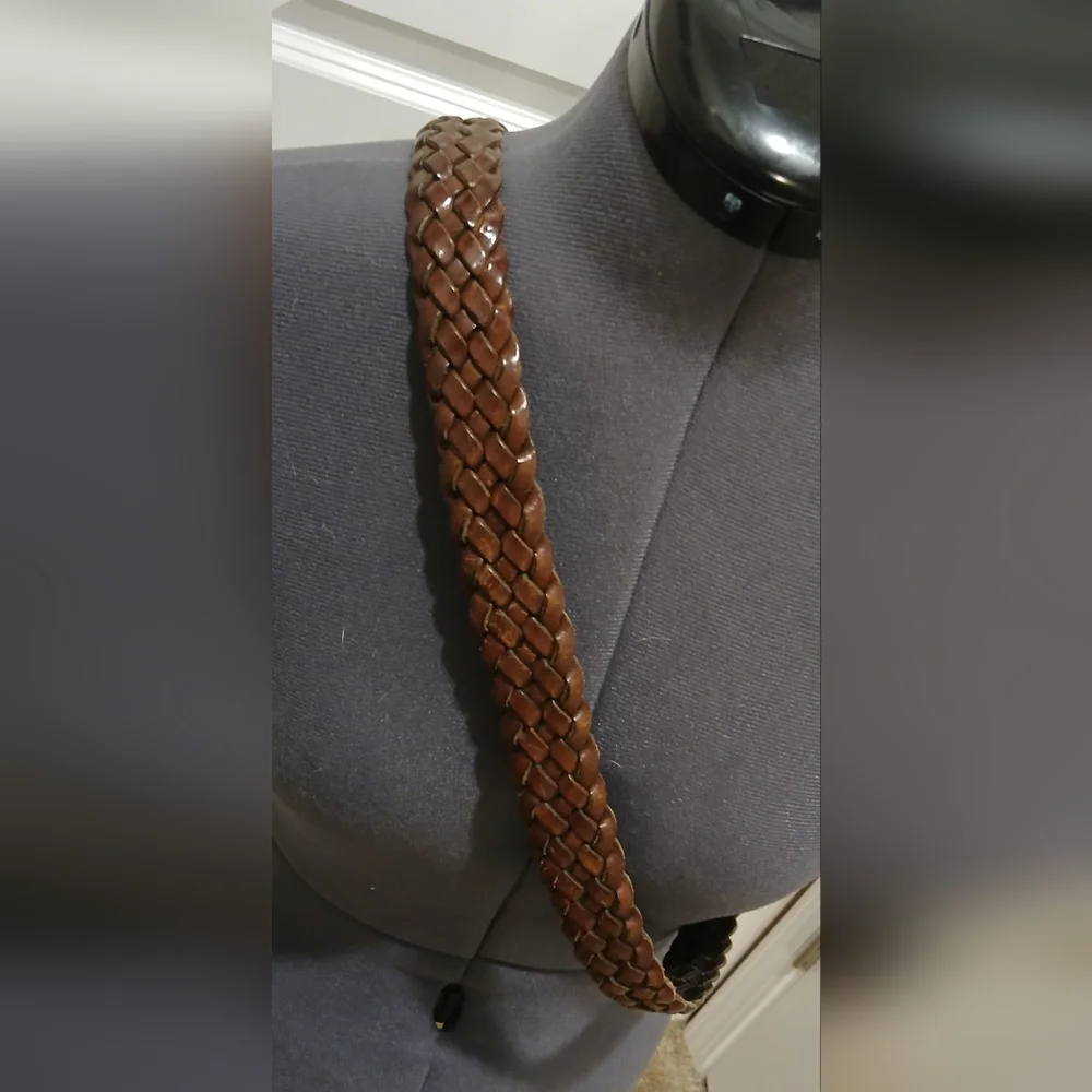 Men's Roundtree & Yorke‎ Brown Leather Braided Belt
